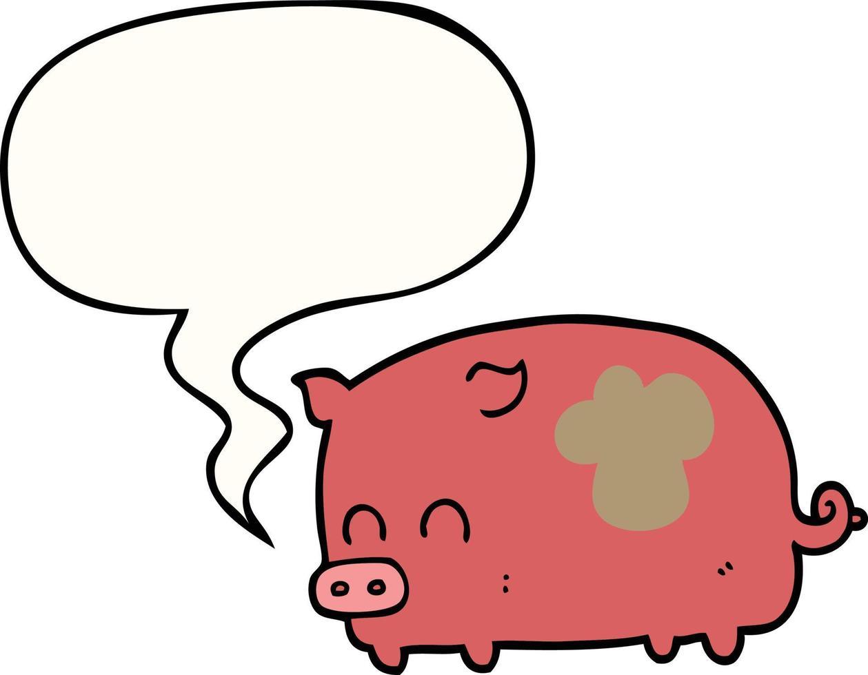 cochon de dessin animé mignon et bulle de dialogue vecteur