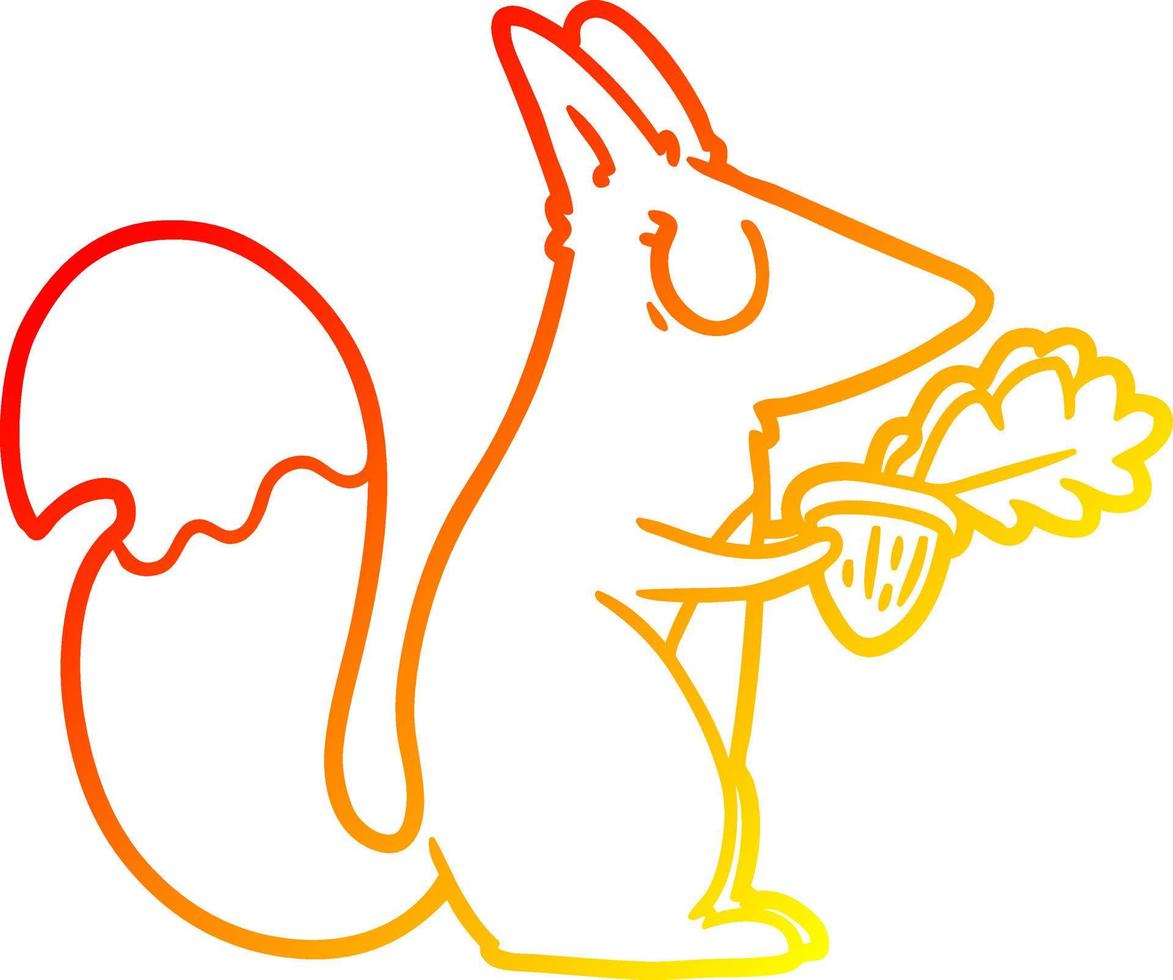 écureuil de dessin animé de dessin de ligne de gradient chaud vecteur