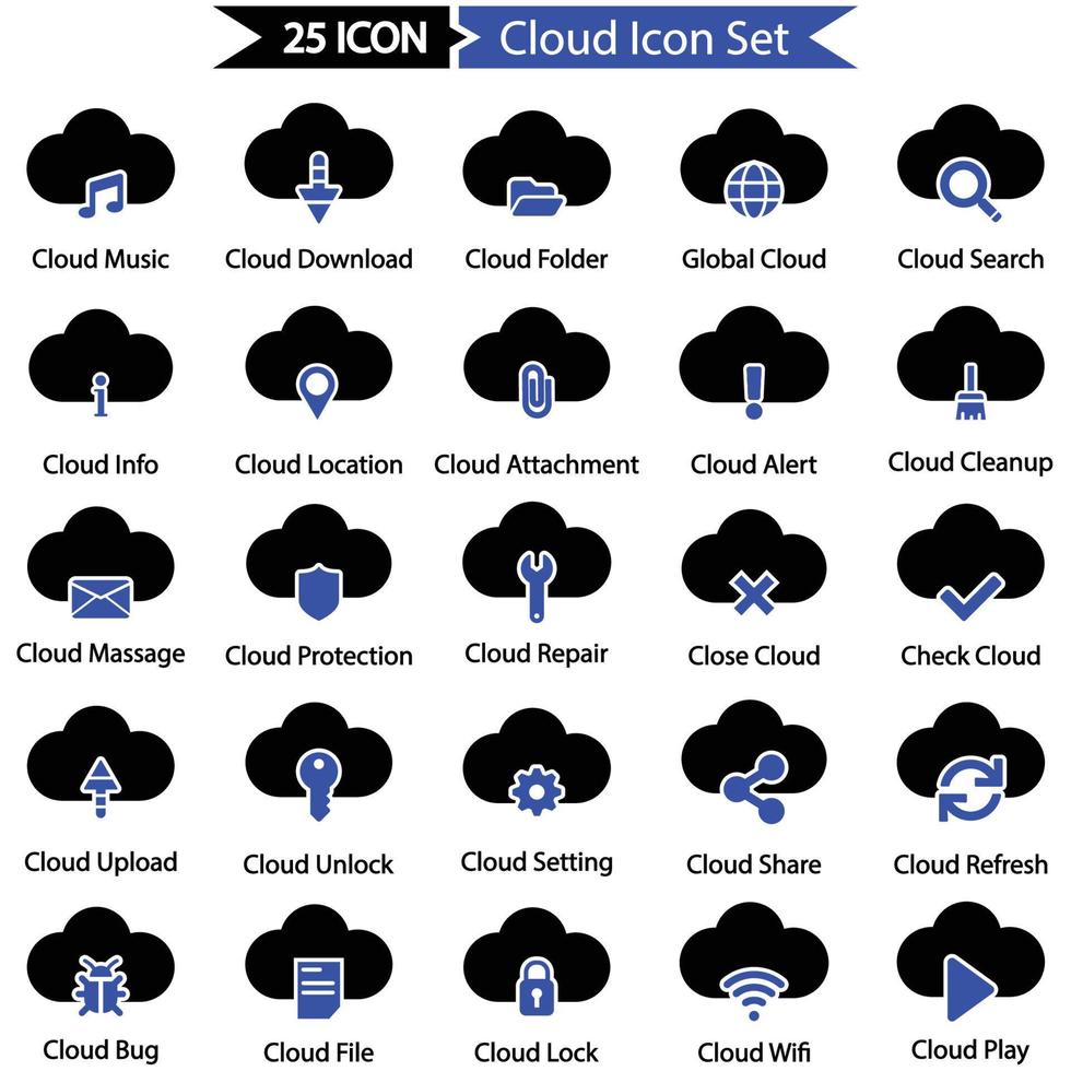 jeu d'icônes de nuage vecteur
