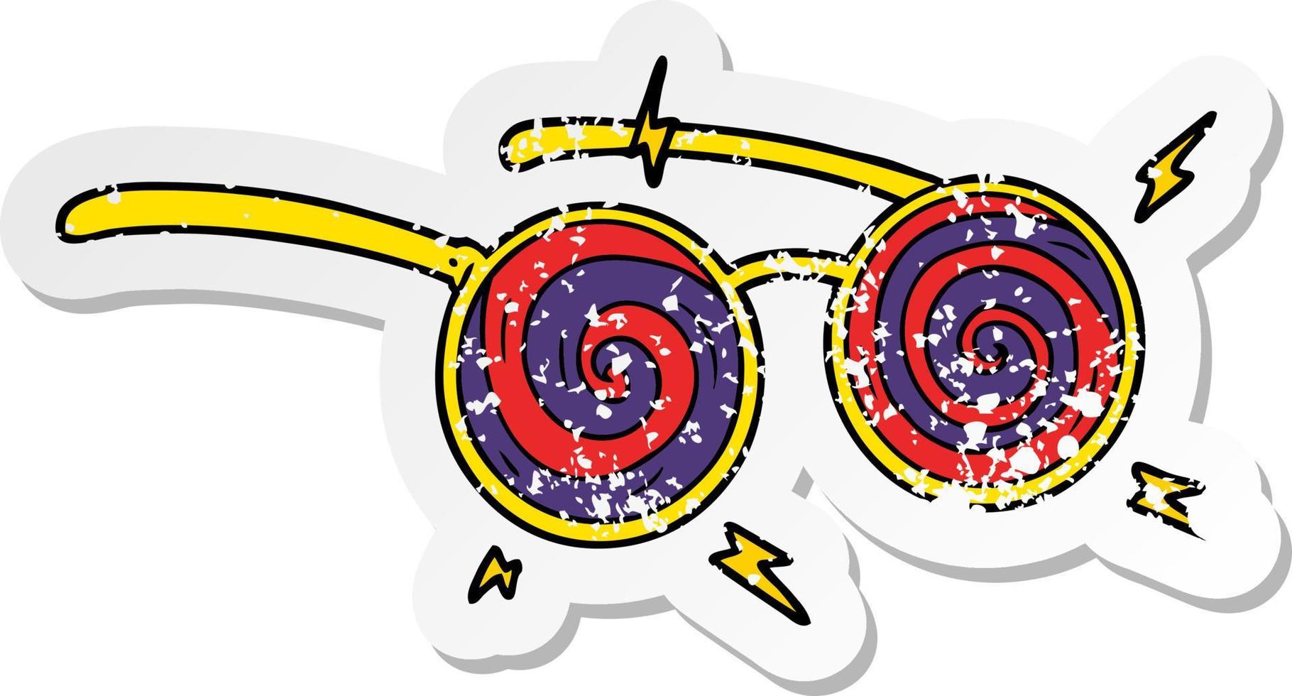 autocollant en détresse d'un dessin animé x-ray specs vecteur