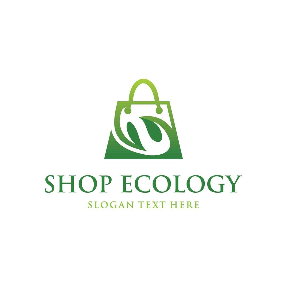 sac boutique feuille nature écologie logo vecteur