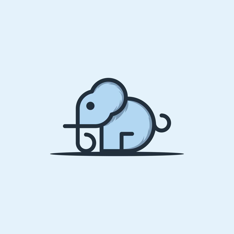 logo créatif de la ligne de bébé éléphant mignon vecteur