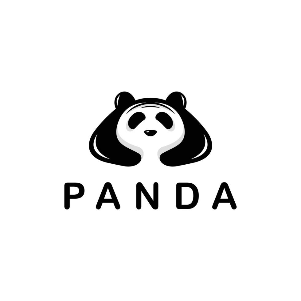 logo d'illustration de silhouette de panda mignon vecteur