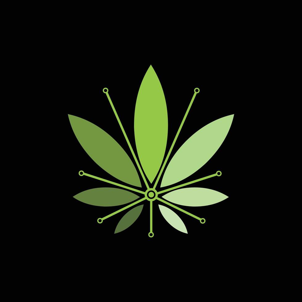 logo moderne de technologie de circuit de cannabis vecteur