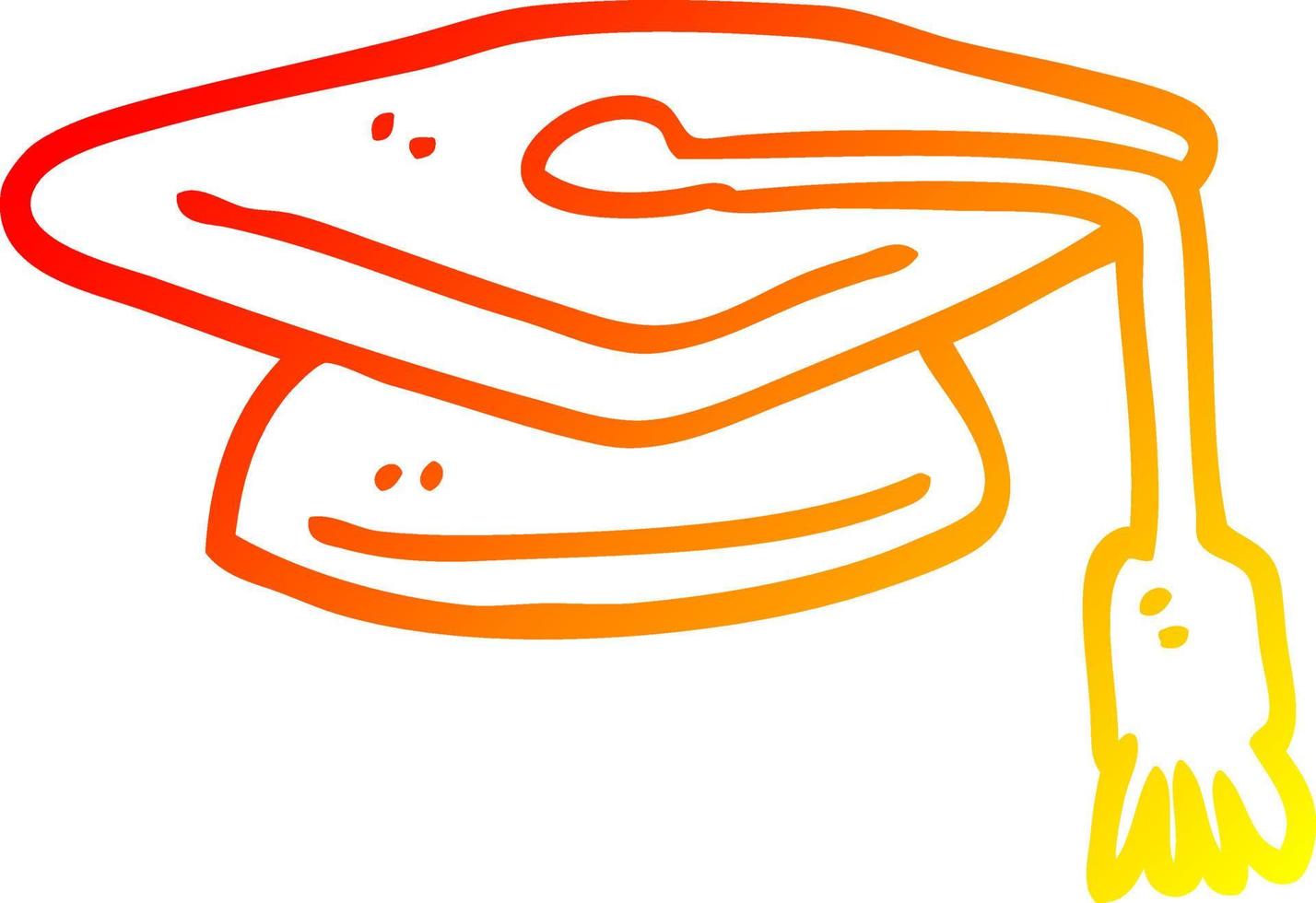 chapeau de graduation de dessin animé de dessin de ligne de gradient chaud vecteur