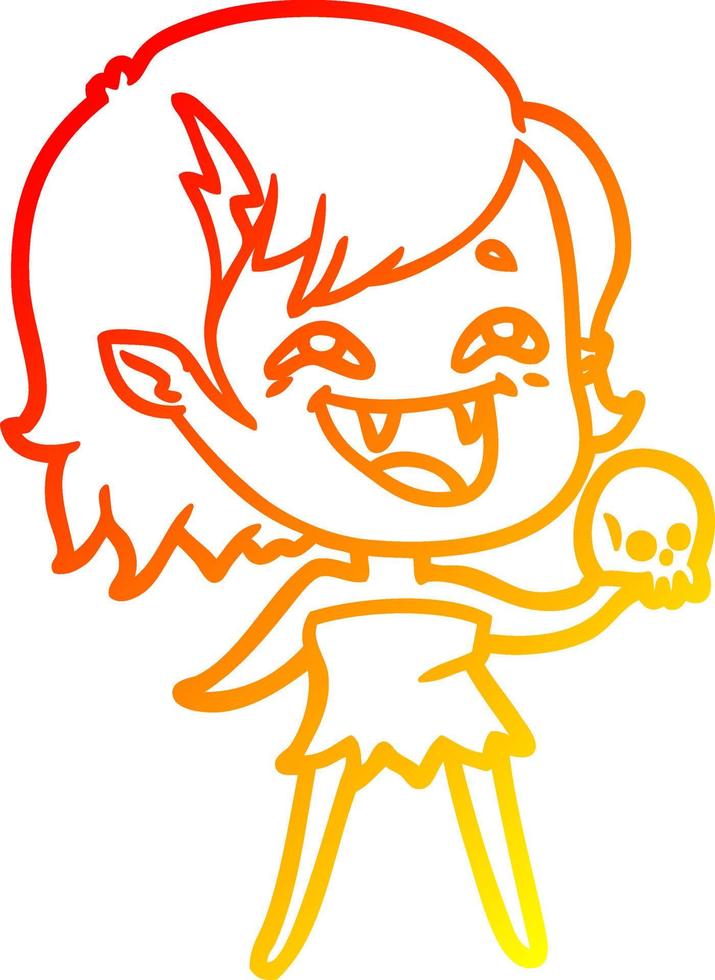 chaud gradient ligne dessin dessin animé riant vampire fille vecteur