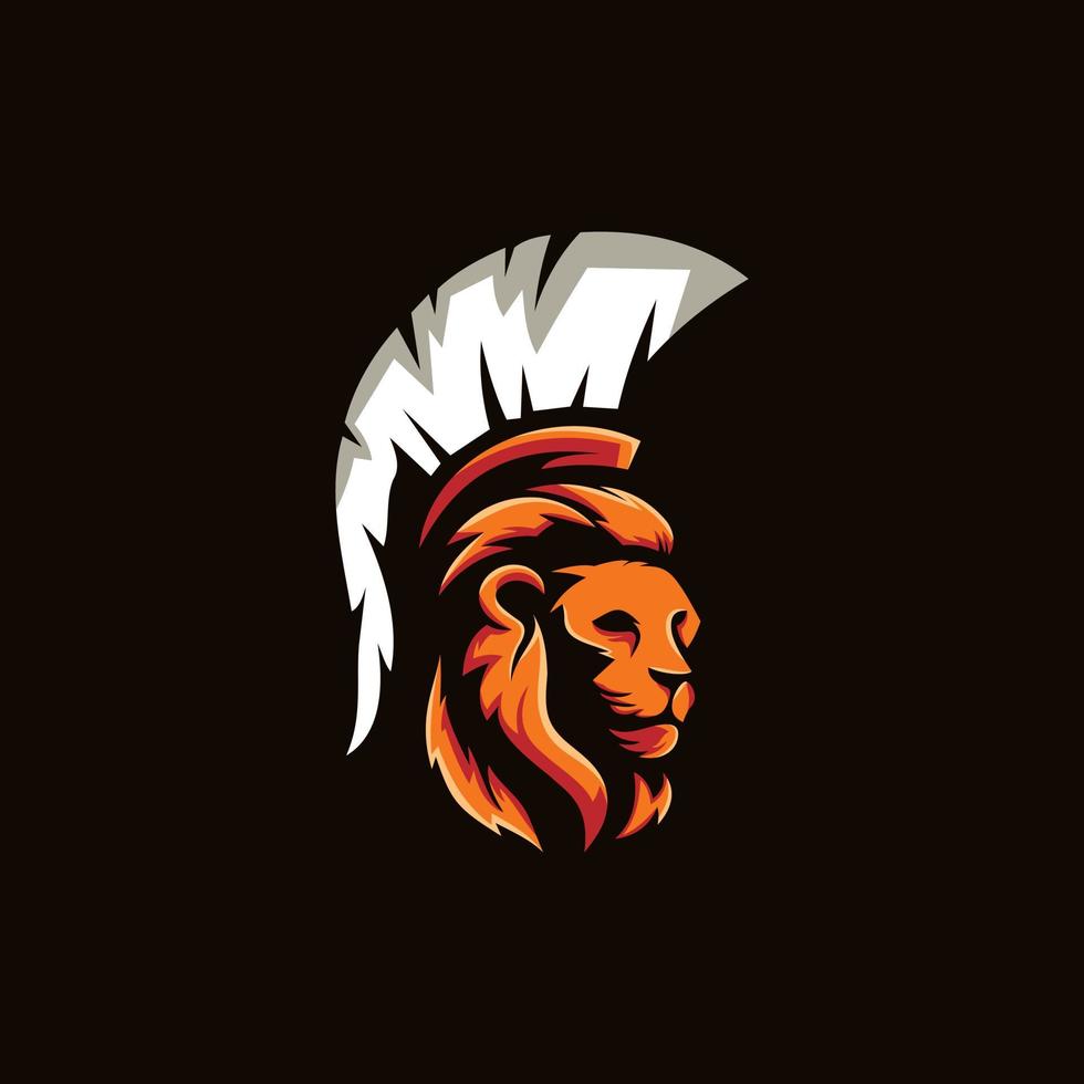 logo créatif illustration lion spartiate vecteur