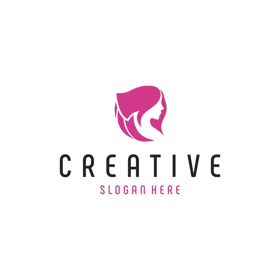 femme beauté visage silhouette simple logo vecteur