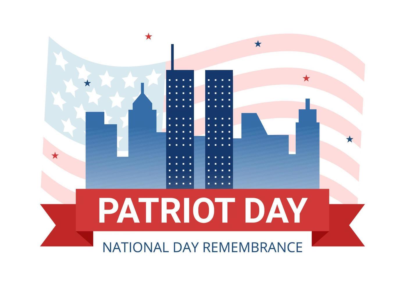 patriot day usa célébration illustration plate de dessin animé dessiné à la main avec drapeau américain et national se souvient sur la conception de fond de vecteur