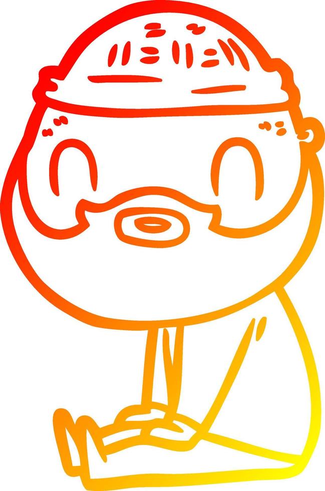 ligne de gradient chaud dessinant un homme barbu de dessin animé vecteur