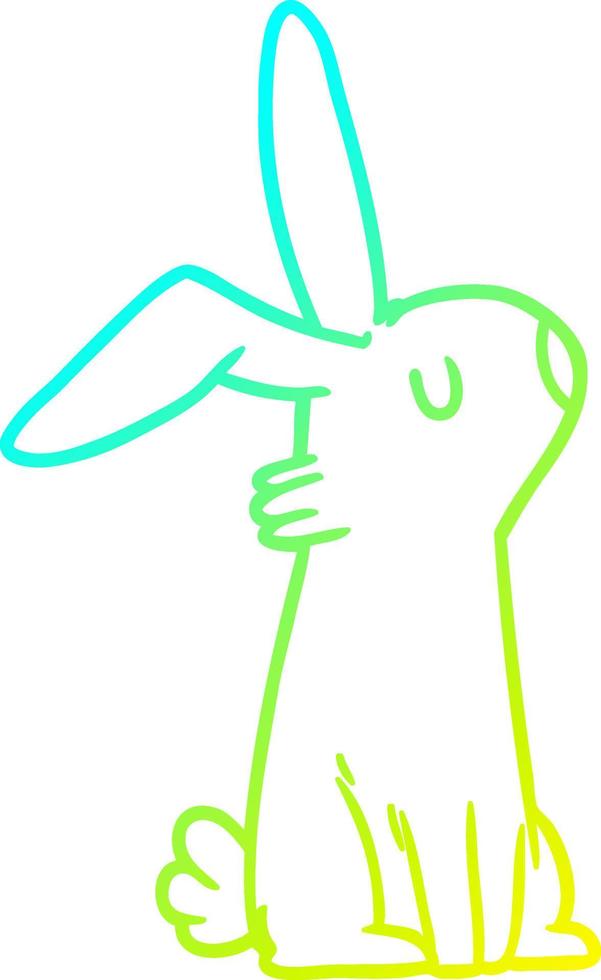 ligne de gradient froid dessinant un lapin de dessin animé vecteur