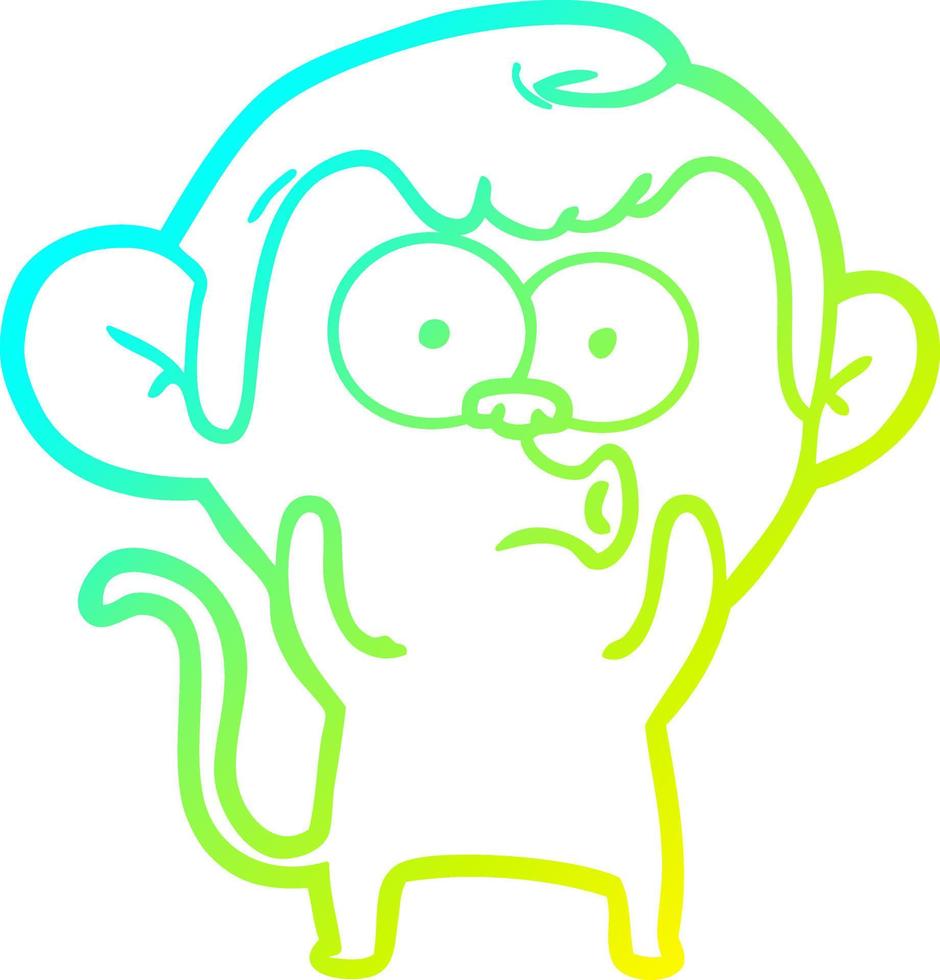 ligne de gradient froid dessinant un singe hurlant de dessin animé vecteur