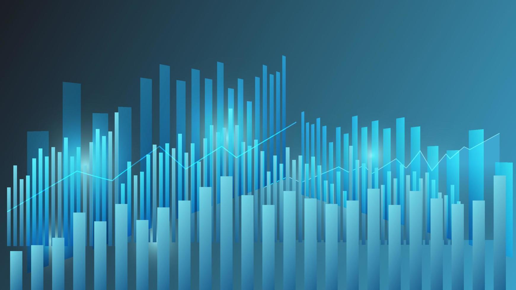 le graphique à barres montre les performances de l'entreprise et l'efficacité des finances sur fond bleu foncé vecteur