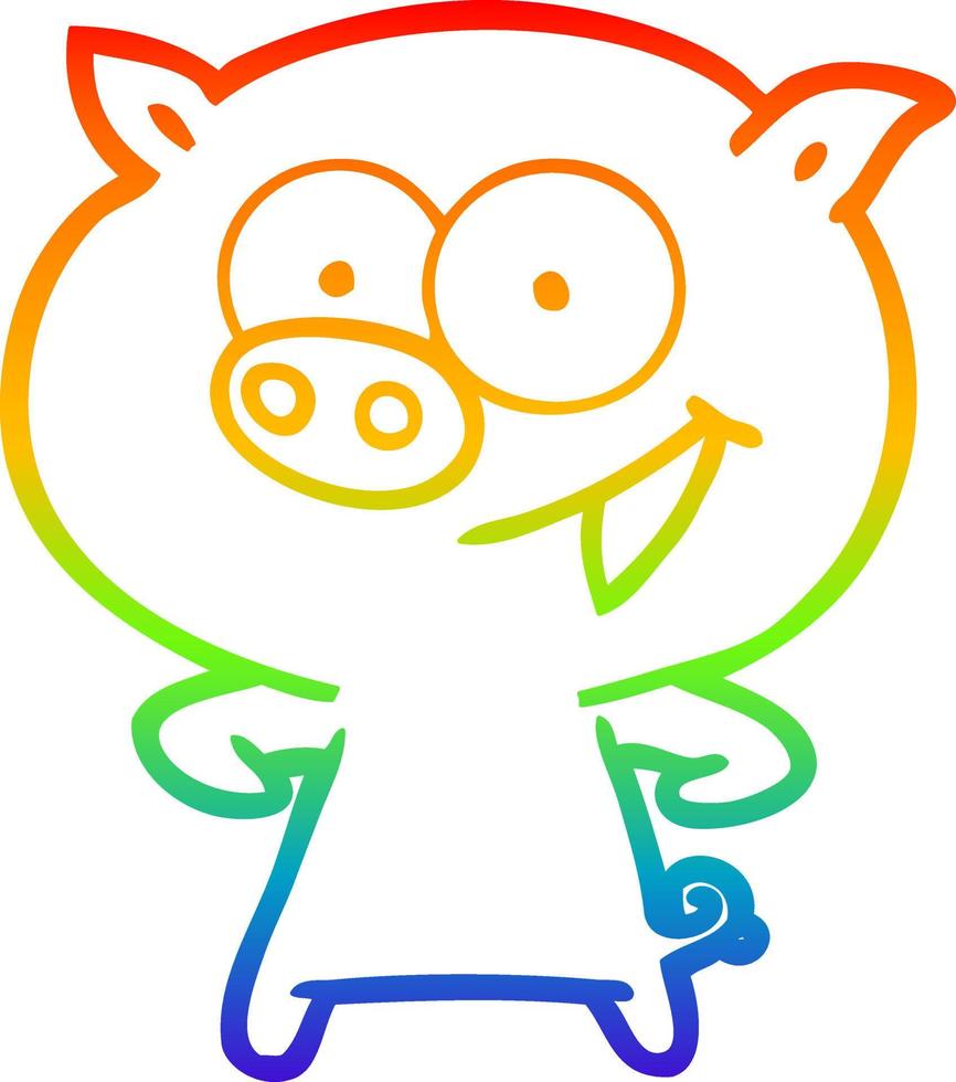 dessin de ligne de gradient arc-en-ciel dessin de cochon joyeux vecteur