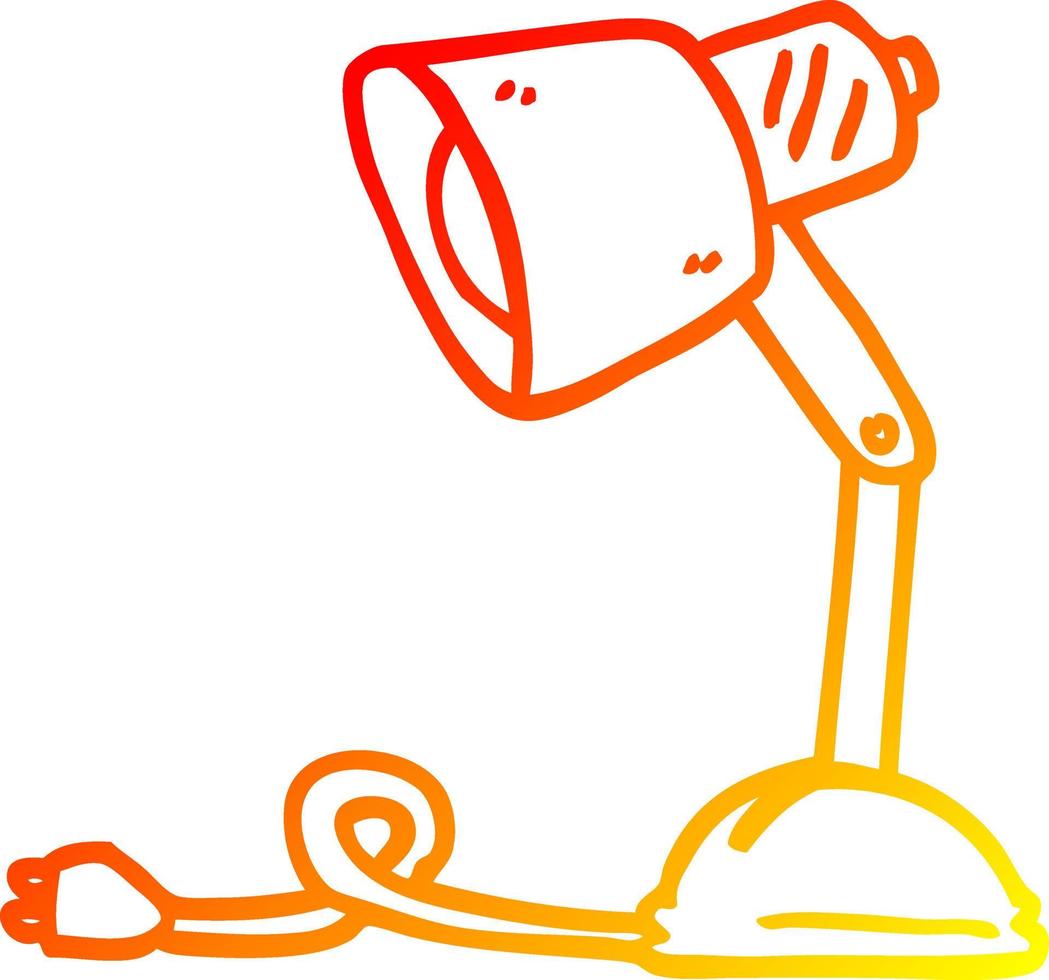 lampe de bureau de dessin animé de dessin de ligne de gradient chaud vecteur