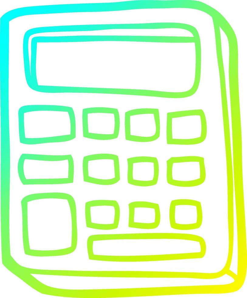 calculatrice de dessin animé de dessin de ligne de gradient froid vecteur