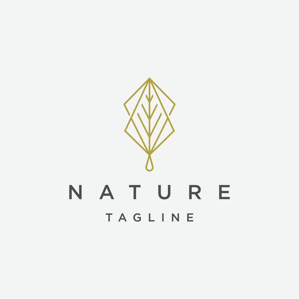 nature feuille ligne logo icône modèle de conception vecteur plat