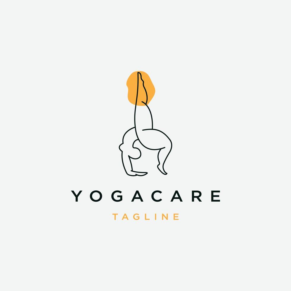 modèle de conception de logo de ligne de soins de yoga vecteur plat