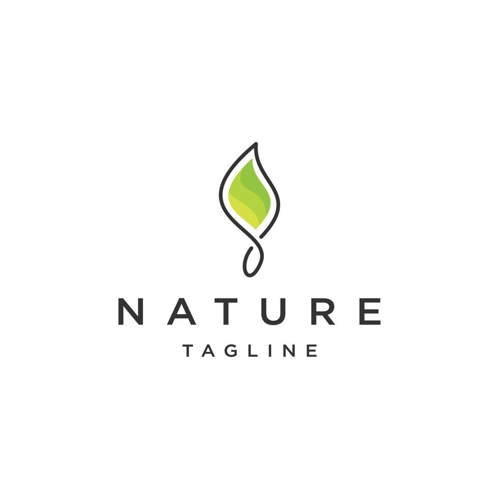 modèle de conception de logo feuille nature vecteur plat