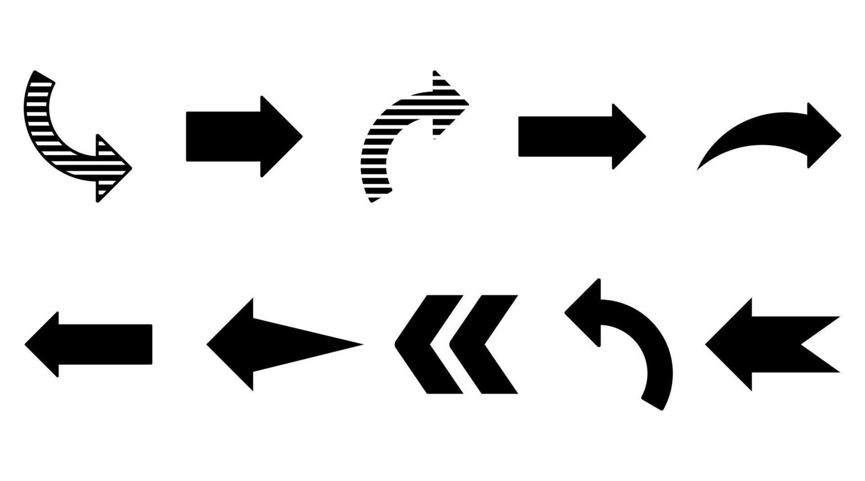 ensemble d'icône de flèche noire sur fond blanc. icône du curseur. illustration de pointeurs de vecteur
