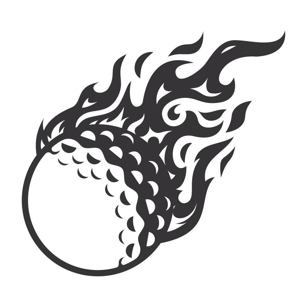 silhouette de logo de feu de golf chaud. logos ou icônes de conception graphique de club de golf. illustration vectorielle. vecteur