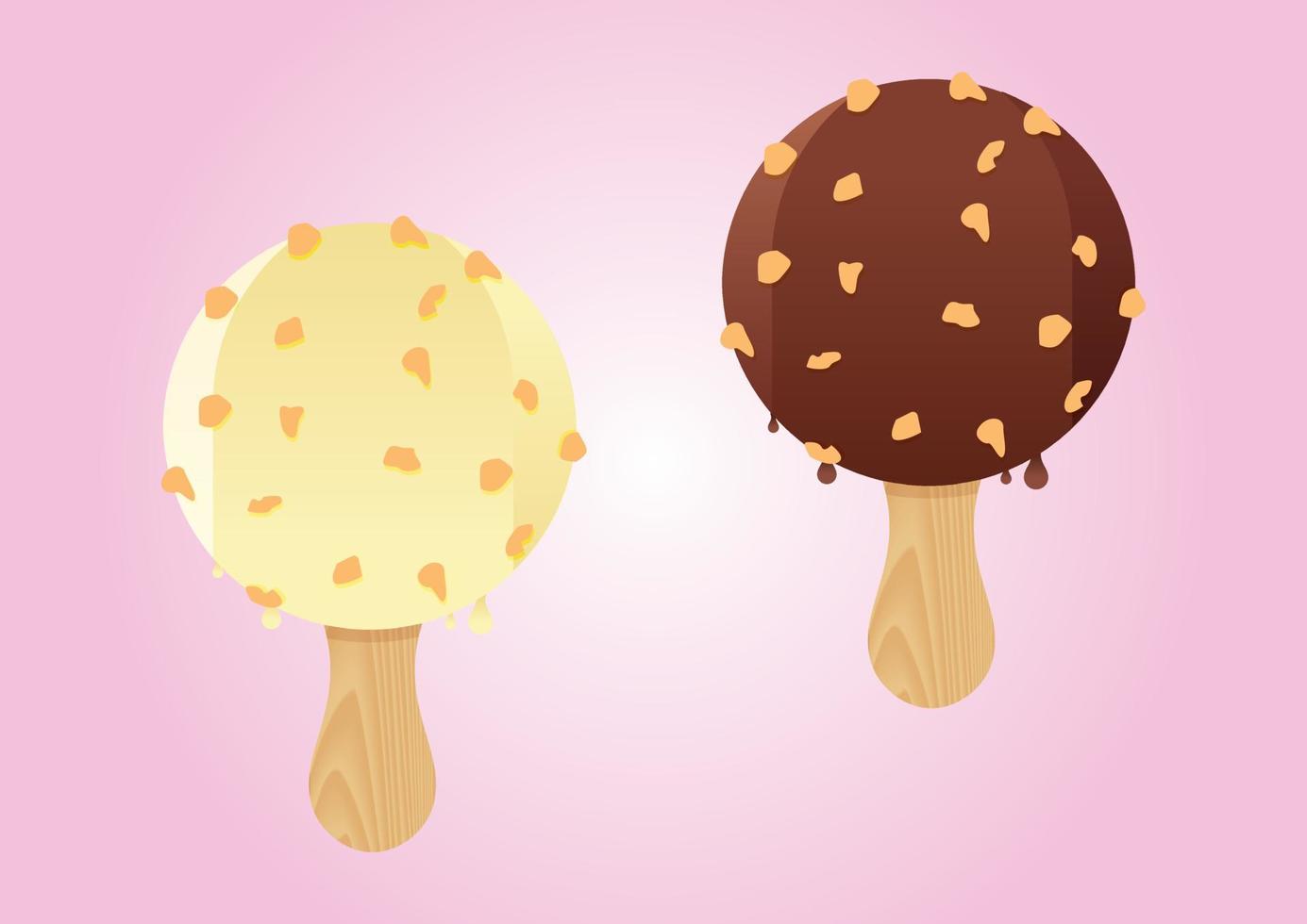 glace vanille et chocolat ronde avec illustration vectorielle de noix vecteur
