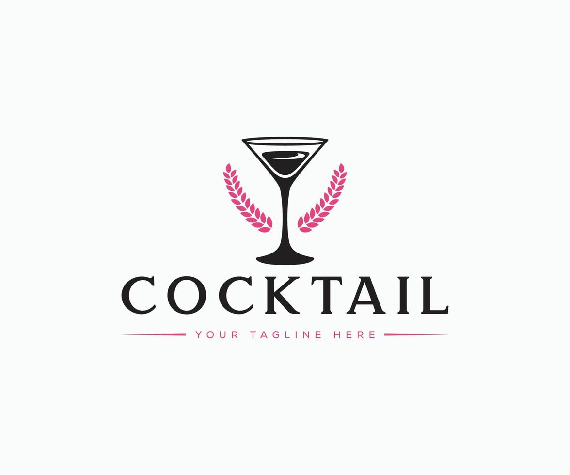 logo du bar à cocktails. vecteur de conception de logo de verre à cocktail.