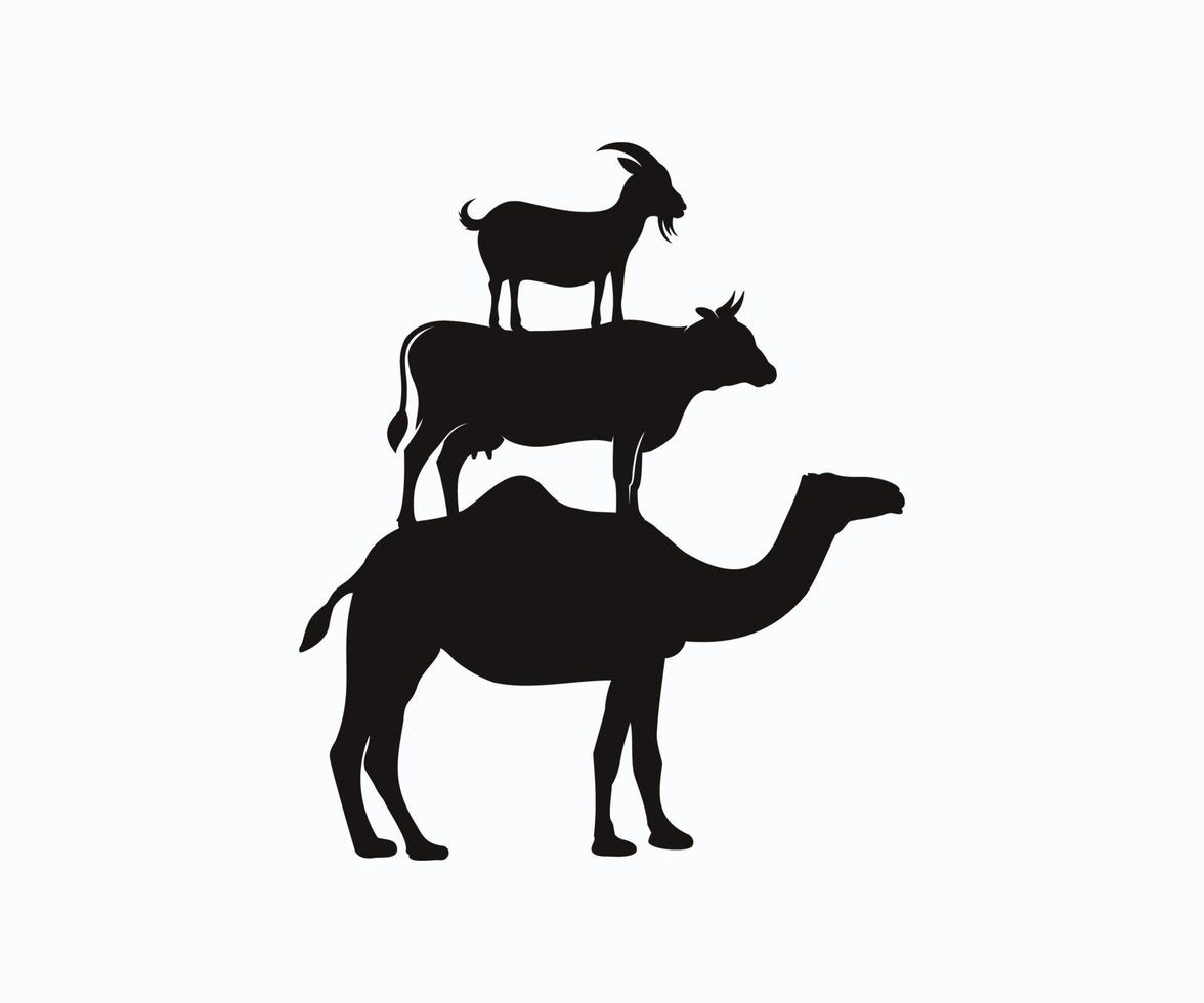 vecteur d'icône de chèvre vache chameau. icône des animaux de la ferme. modèle de conception de vecteur de chèvre vache chameau empilé.