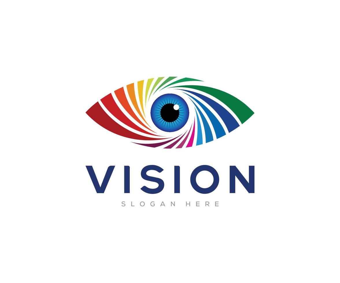 création de logo d'oeil coloré. modèle de conception de logo de soins oculaires vision. vecteur