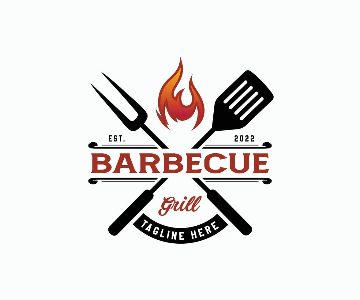 barbecue, vecteur de modèle de conception de logo grill. modèle de conception de logo barbecue, bar et grill.