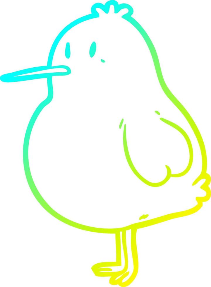 ligne de gradient froid dessinant un oiseau kiwi mignon vecteur