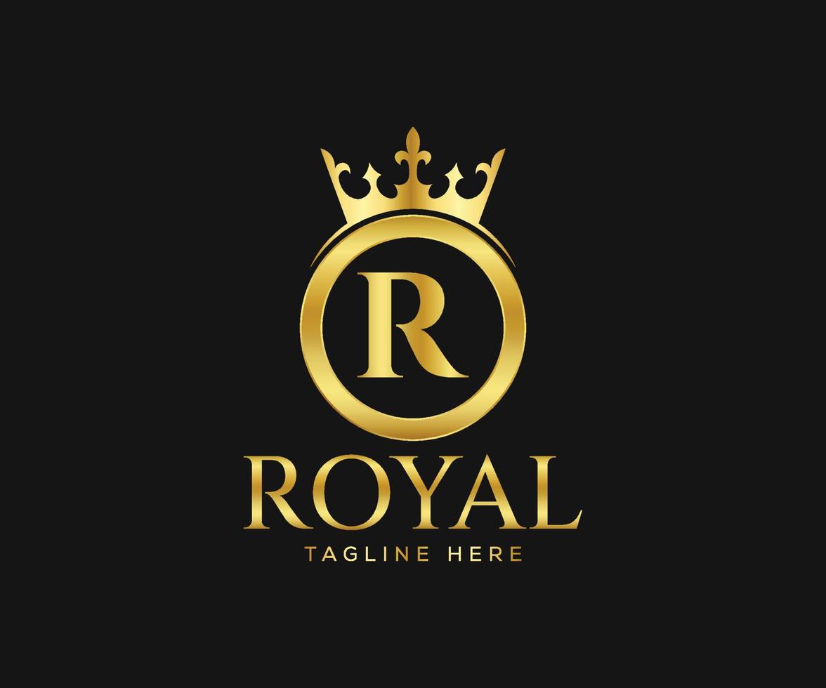 création de logo royal luxueux. modèle de conception de logo lettre r. vecteur