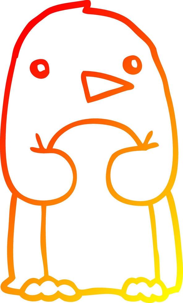pingouin de dessin animé de dessin de ligne de gradient chaud vecteur
