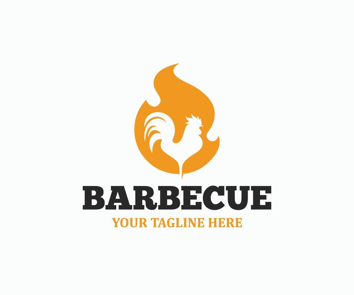 modèle de logo de barbecue de poulet. logo de poulet barbecue. vecteur