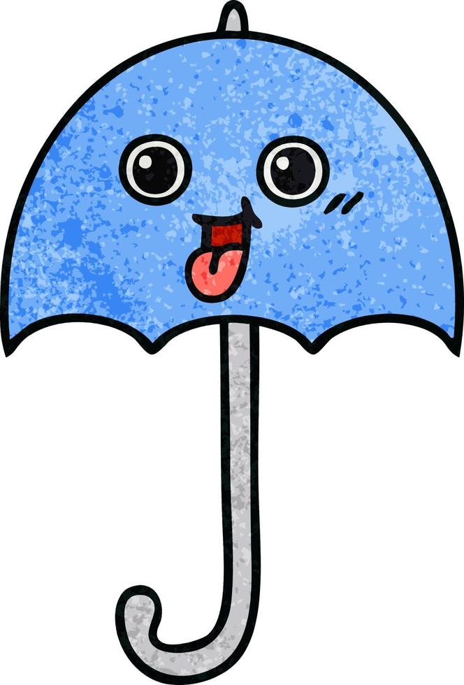 parapluie de dessin animé de texture grunge rétro vecteur