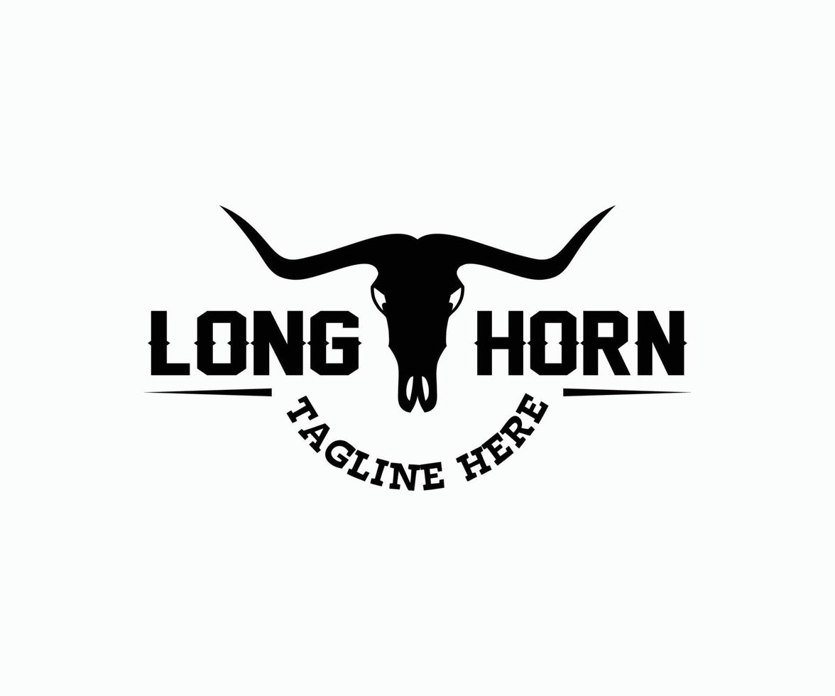 modèle de logo vectoriel de taureau longhorn. buffle, vache, boeuf, modèle de conception de logo tête de taureau.