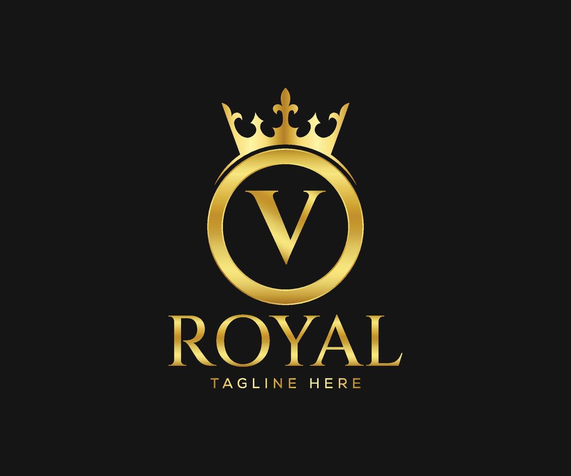 création de logo royal luxueux. modèle de conception de logo lettre v. vecteur