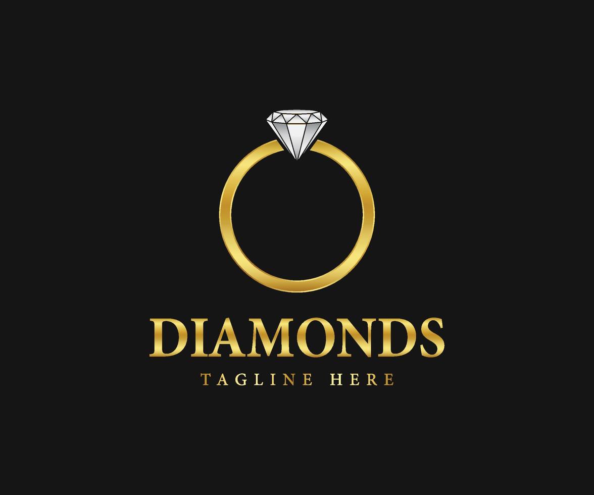 création de logo de bague en diamant, création de logo de bijoux. vecteur