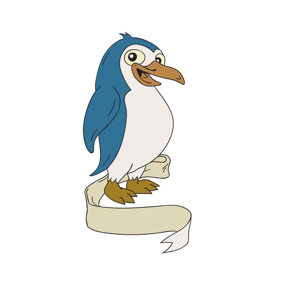 dessin animé de rouleau de ruban de pingouin vecteur