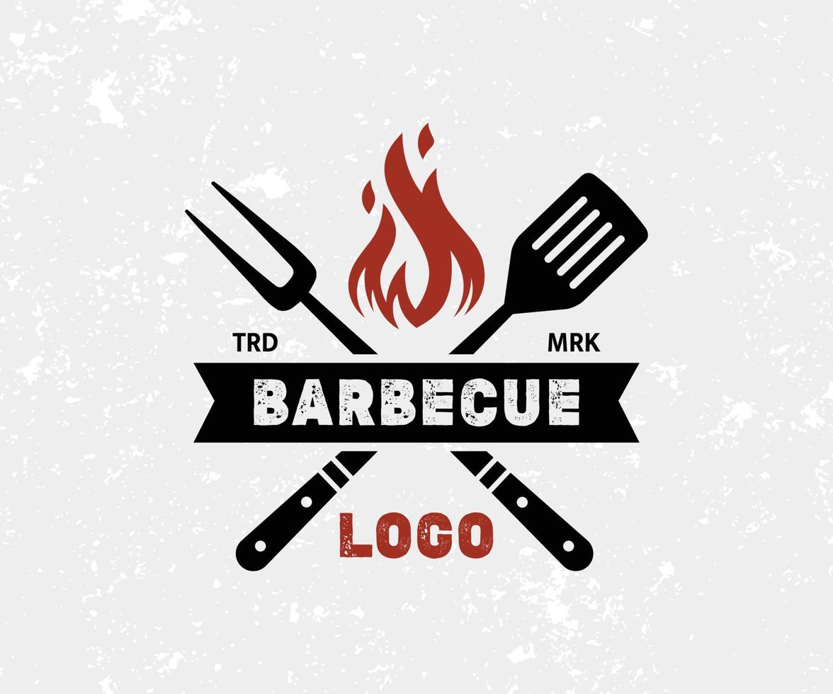 modèle de conception de logo barbecue barbecue. logo barbecue barbecue barbecue vintage. vecteur