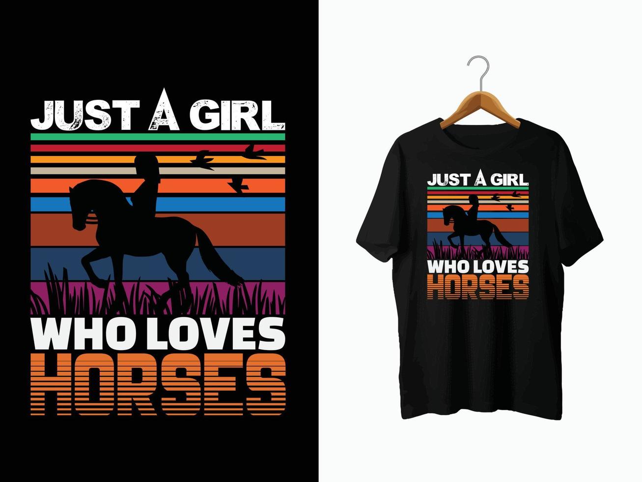 conception de t-shirt de cheval vecteur