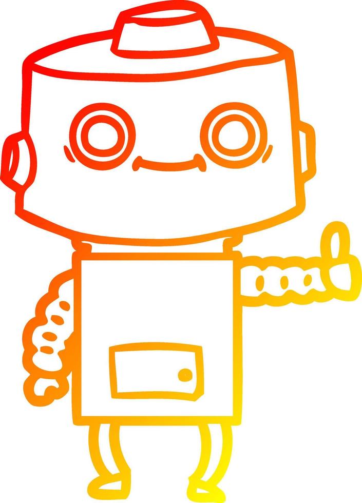 robot de dessin animé de dessin de ligne de gradient chaud vecteur