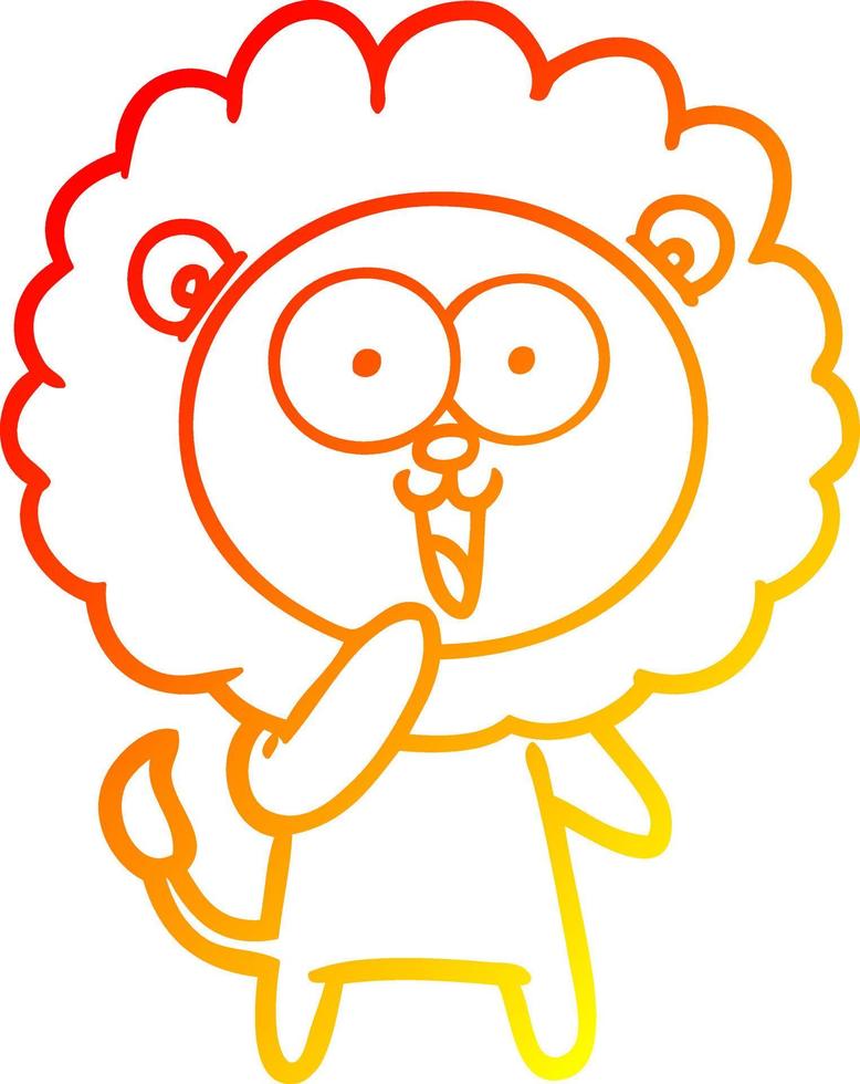 ligne de gradient chaud dessinant un lion de dessin animé heureux vecteur