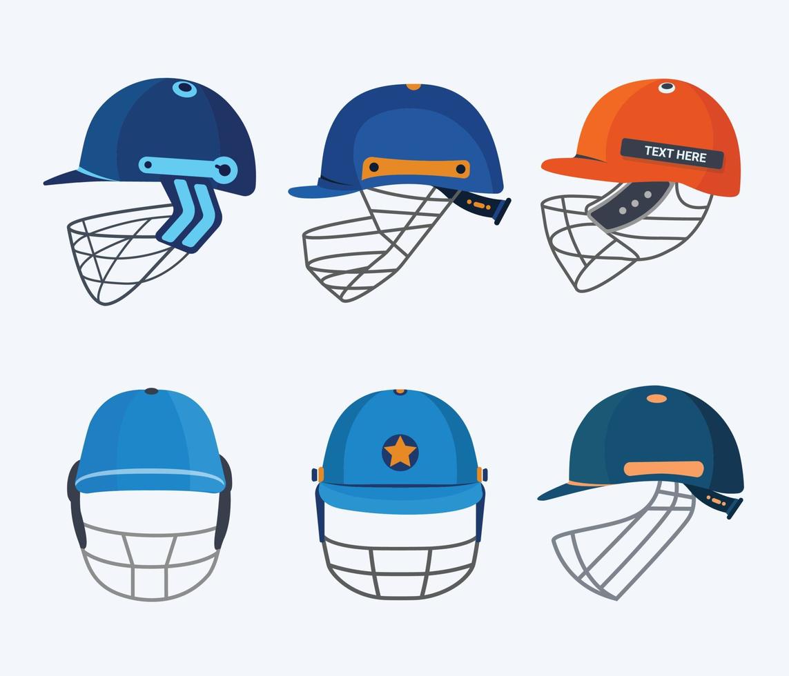 collection de conception d'illustrations vectorielles de casque de cricket coloré, conception créative et concept unique avec clipart, téléchargement de vecteur premium.