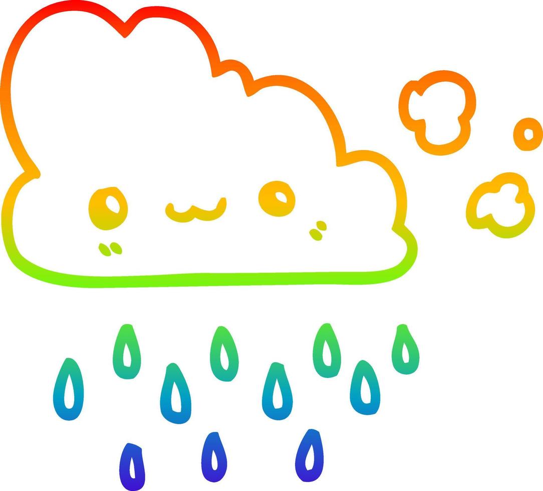 arc en ciel gradient ligne dessin dessin animé nuage d'orage vecteur