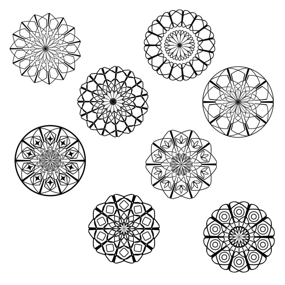 ensemble de dessin vectoriel de ligne mandala