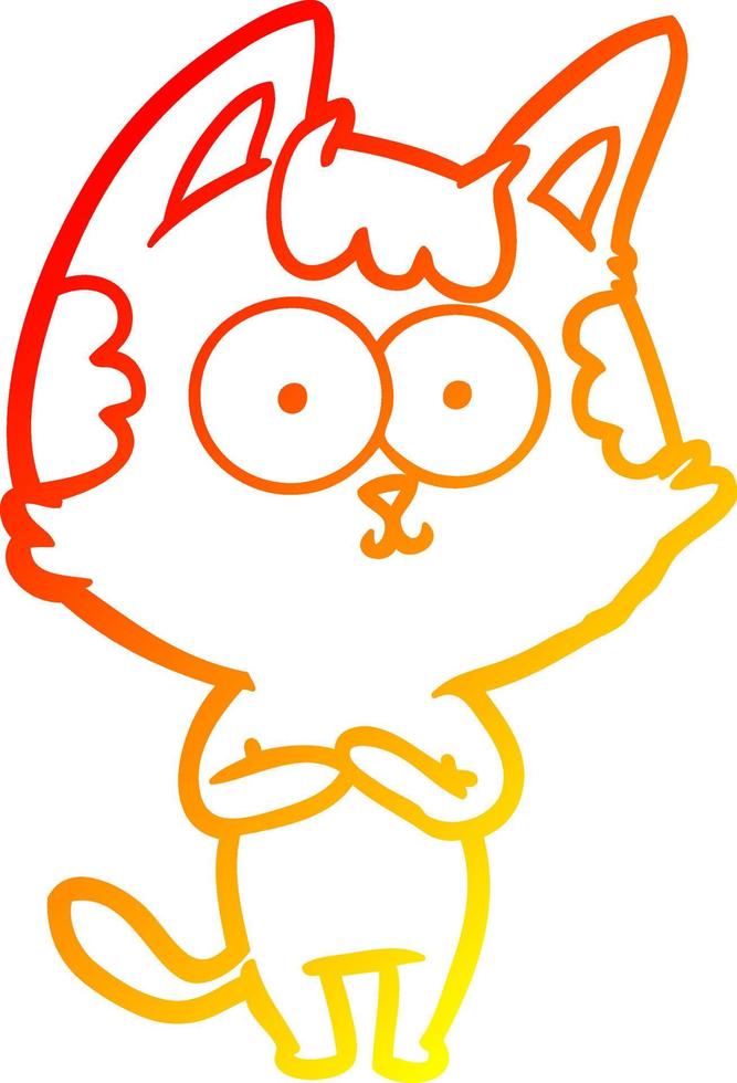 ligne de gradient chaud dessinant un chat de dessin animé heureux vecteur