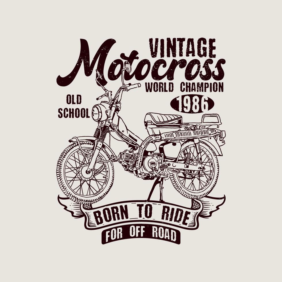 motocross vintage né pour rouler vecteur