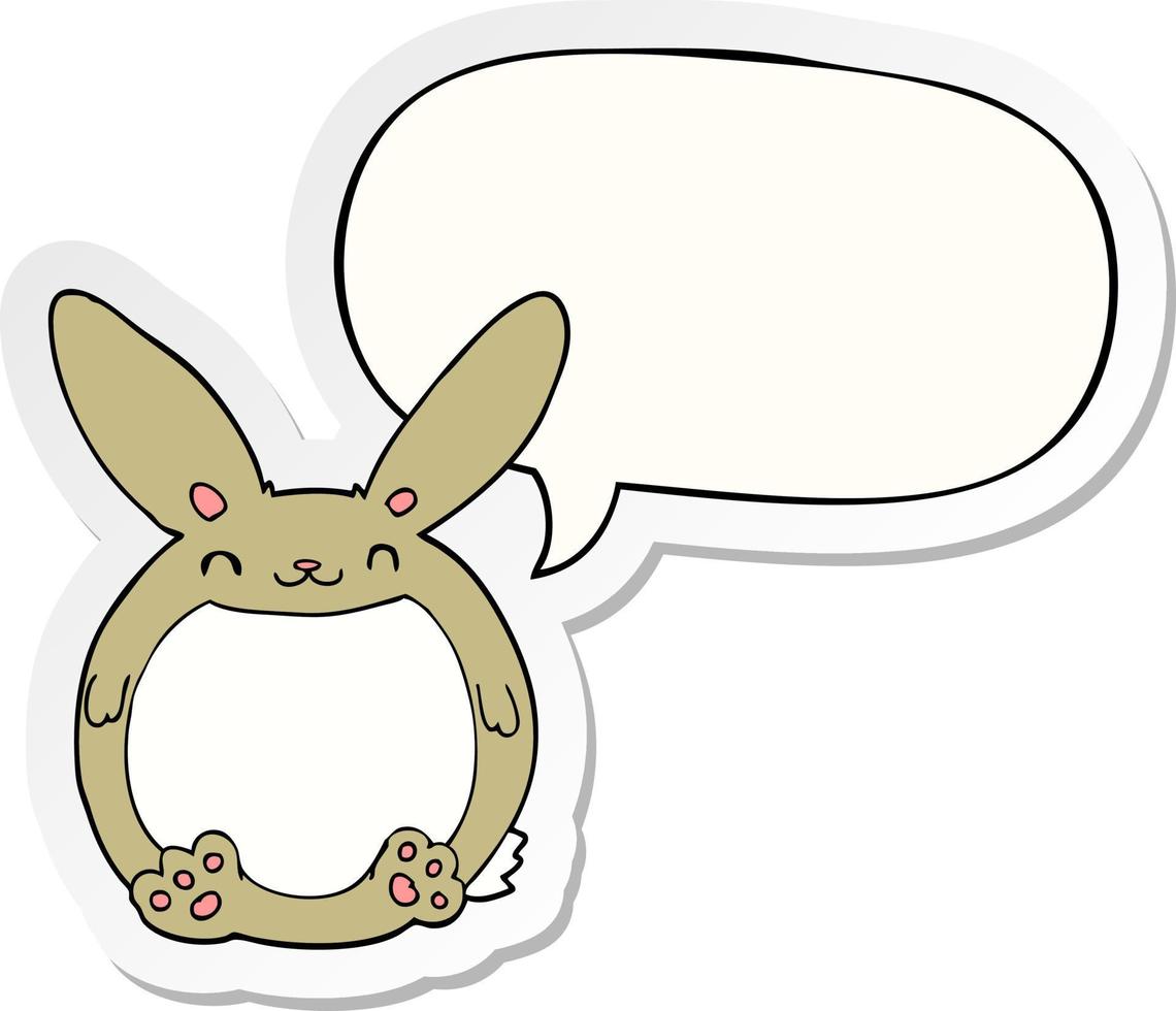 lapin de dessin animé et autocollant de bulle de dialogue vecteur