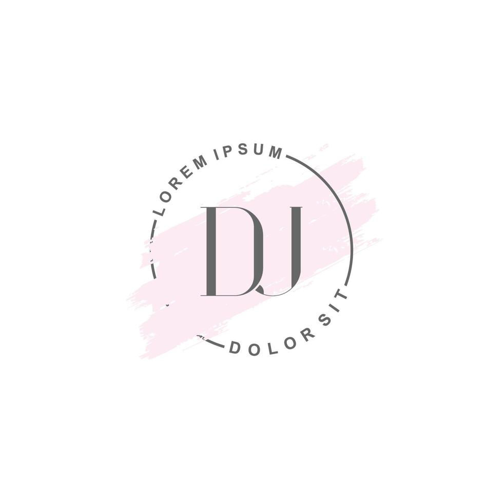 logo minimaliste dj initial avec pinceau, logo initial pour signature, mariage, mode, beauté et salon. vecteur